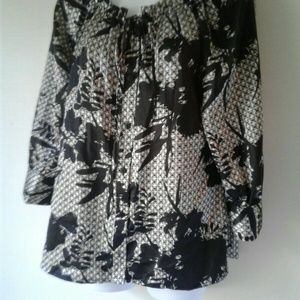 Spense Women Black Long Sleeve Blouse Sz Small Flo